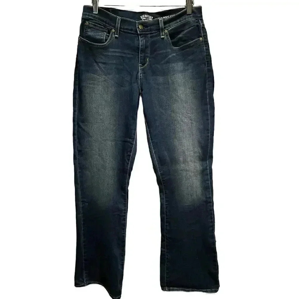 Levi's Signature Women's Curvy Bootcut Jeans Dark‎ Wash Blue Size 14
